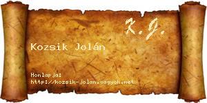 Kozsik Jolán névjegykártya