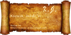 Kozsik Jolán névjegykártya