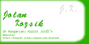 jolan kozsik business card